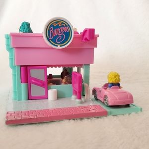 Vintage Polly Pocket Bluebird 1994 Drive-Thru Burger Stand Restaurant Playset